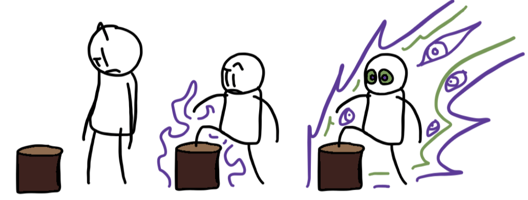 Got an arcane step stool and asked my friend (who's never played ...