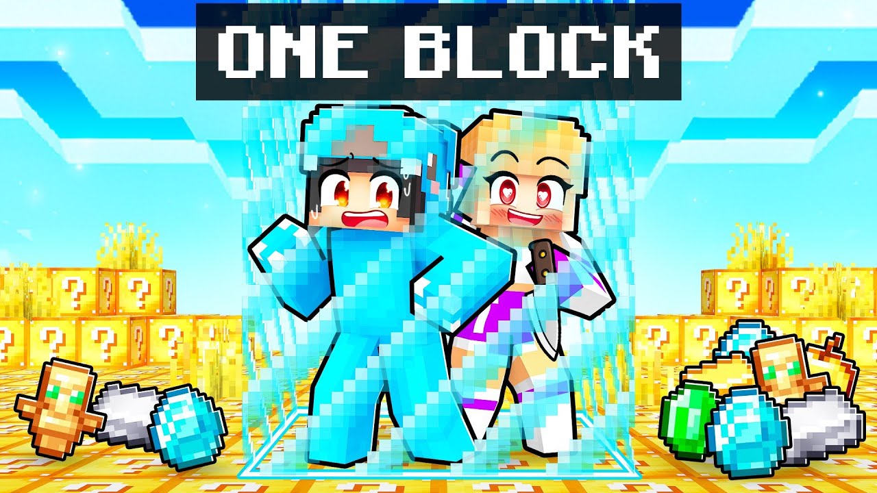 LOCKED on ONE LUCKY BLOCK With CRAZY FAN GIRL! - MineNest, Mine Nest