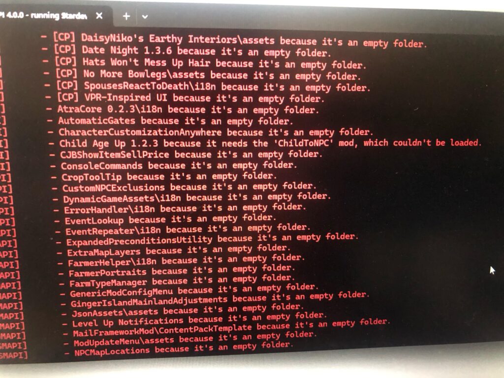 ‘Empty folder’ message on SMAPI - MineNest, Mine Nest