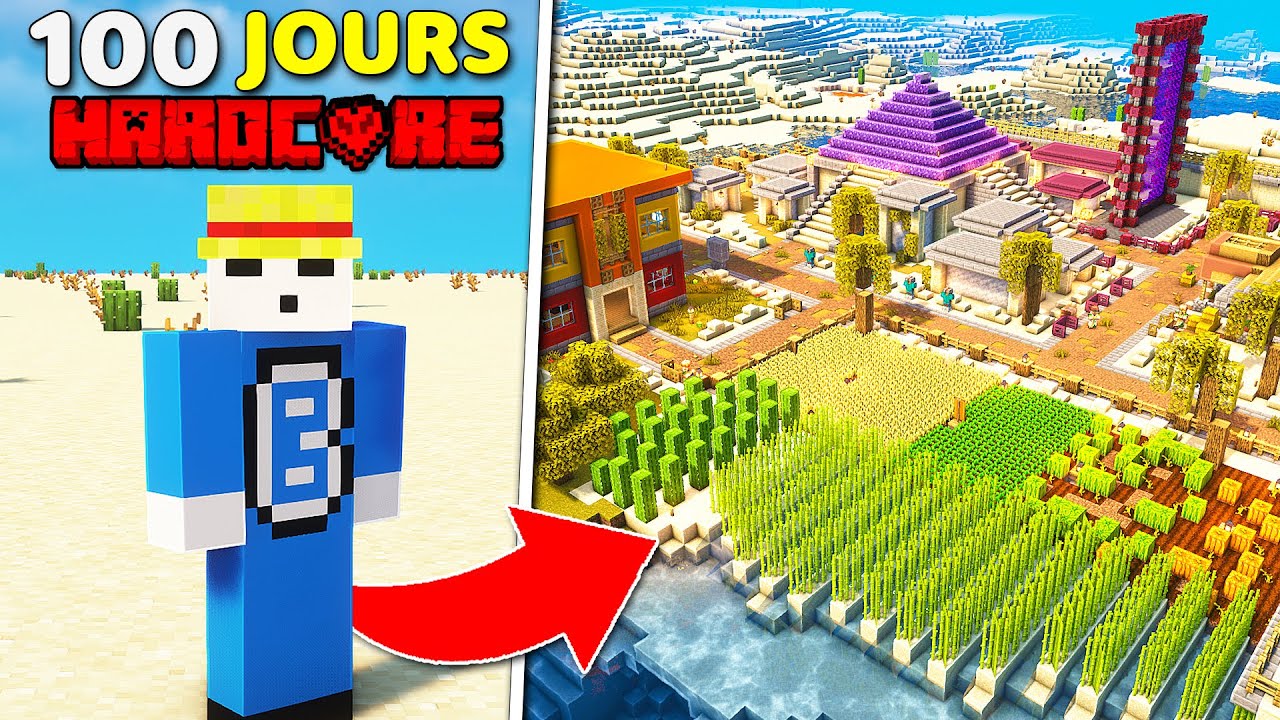 J'ai survécu 100 jours dans UN DÉSERT INFINI sur Minecraft Hardcore ...