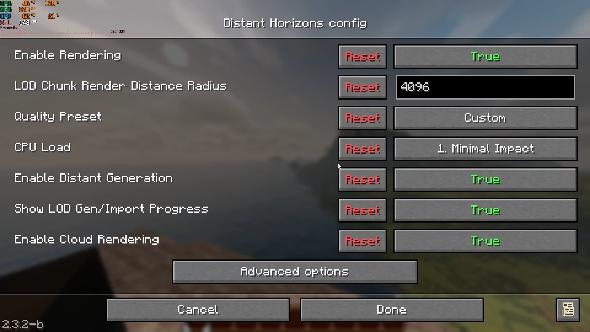Using distant horizons on "I paid for the whole CPU" gets my processor ...