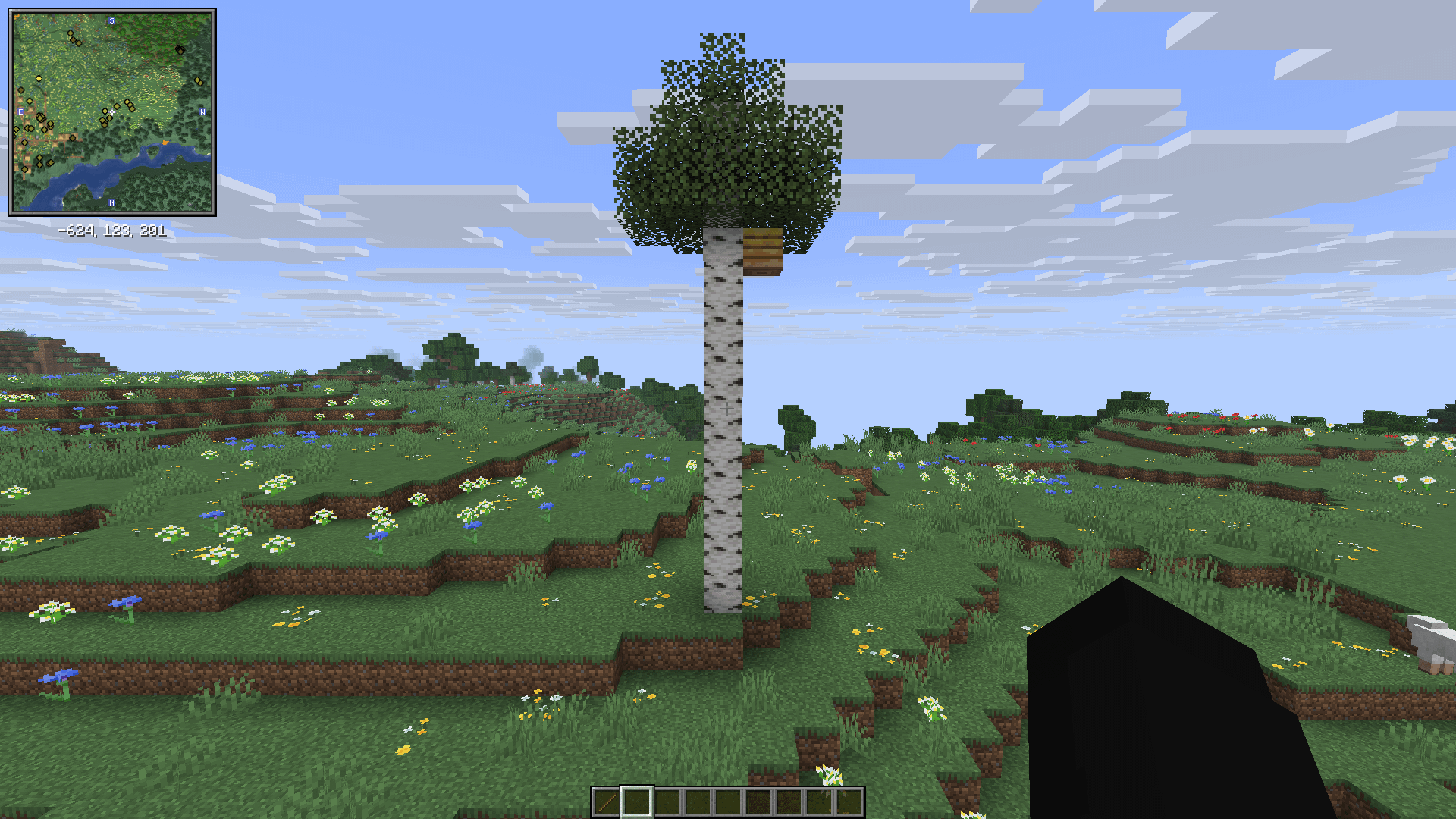 tall birch tree with an beehive next to an large village - MineNest ...
