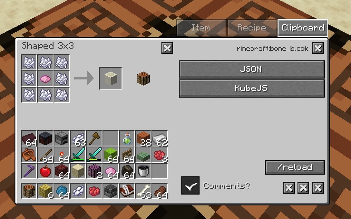 I made a recipe encoder mod that outputs KubeJS scripts and JSON ...