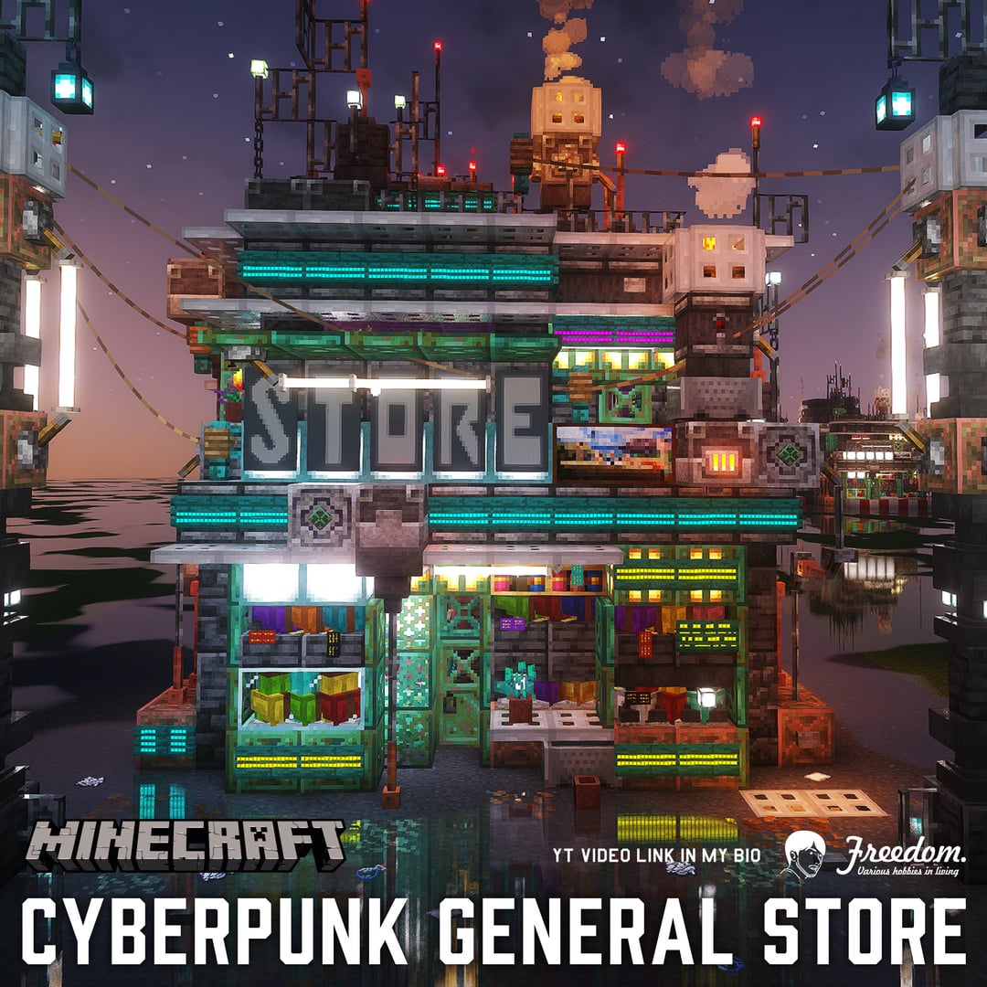 Minecraft Cyberpunk general store - MineNest, Mine Nest