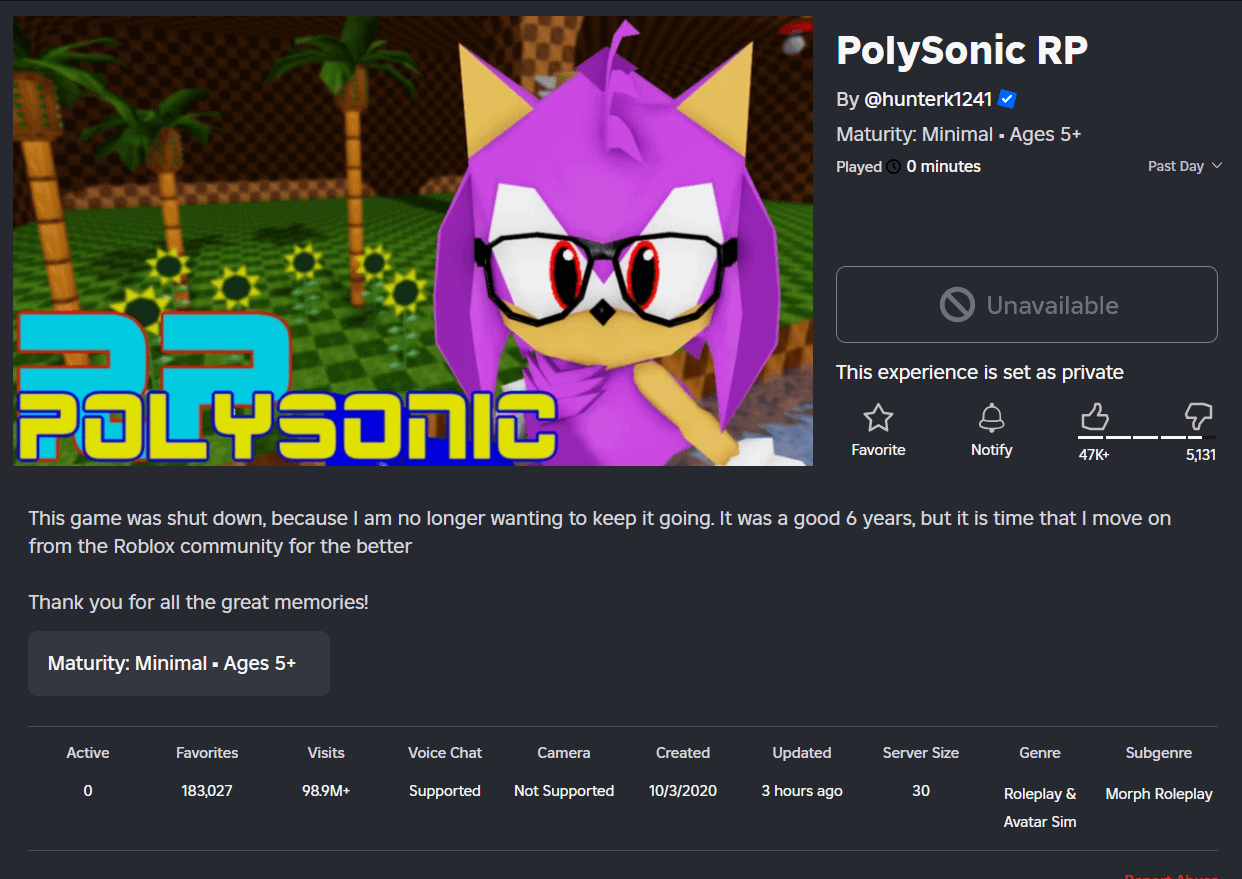 Polysonic Rp Lab Roblox game Polysonic RP was just shut down. Thoughts? Does anyone have ...