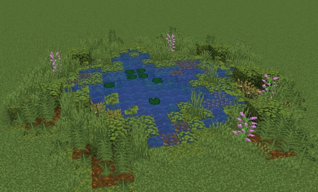 Experimented with wetland flora in minecraft a while back, I hope this can be helpful for detailing ponds and swamps!