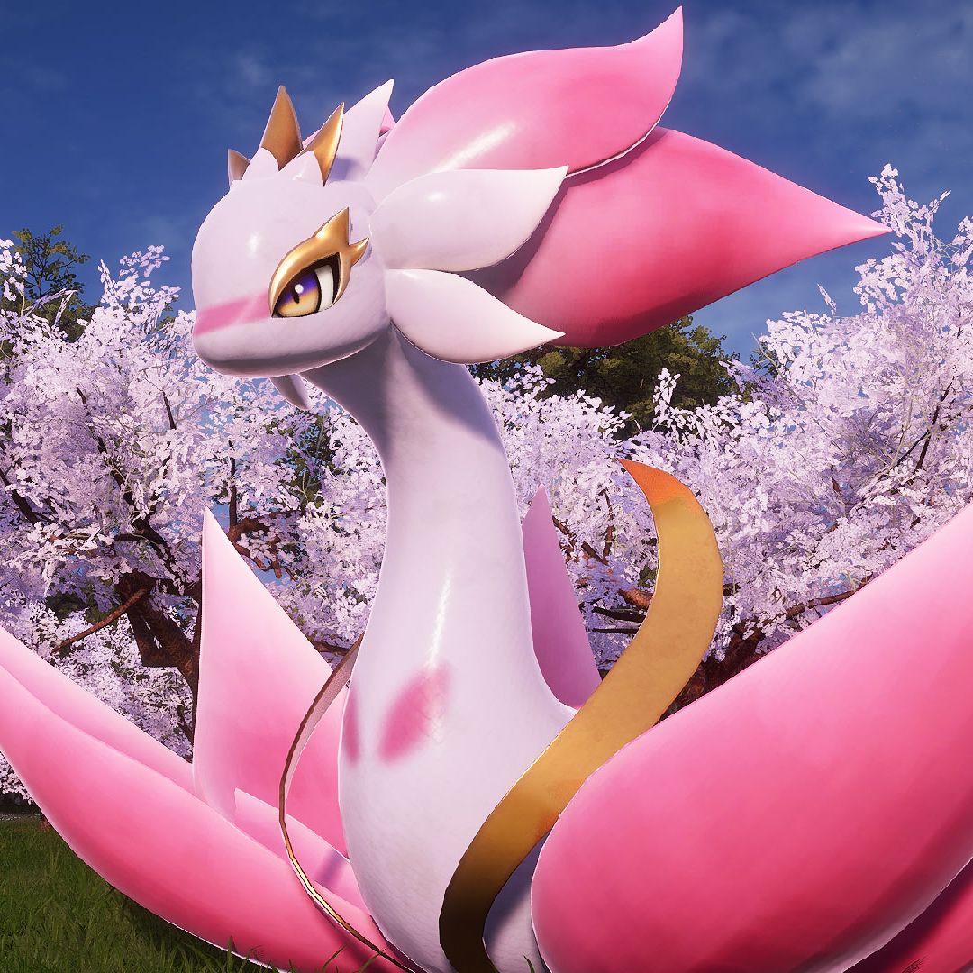 Palworld - Ophydia, a pink serpent pal.