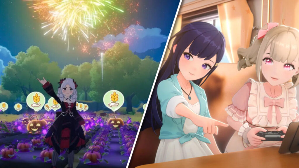 Starsand Island Update 1.0 featured image with an islander taking a picture (left), two islanders inside their houses conversating (right).