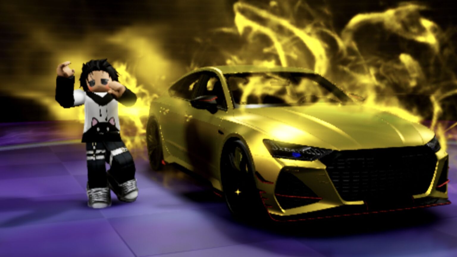 Dream Car Collection codes - a player with a golden car in Dream Car Collection codes.