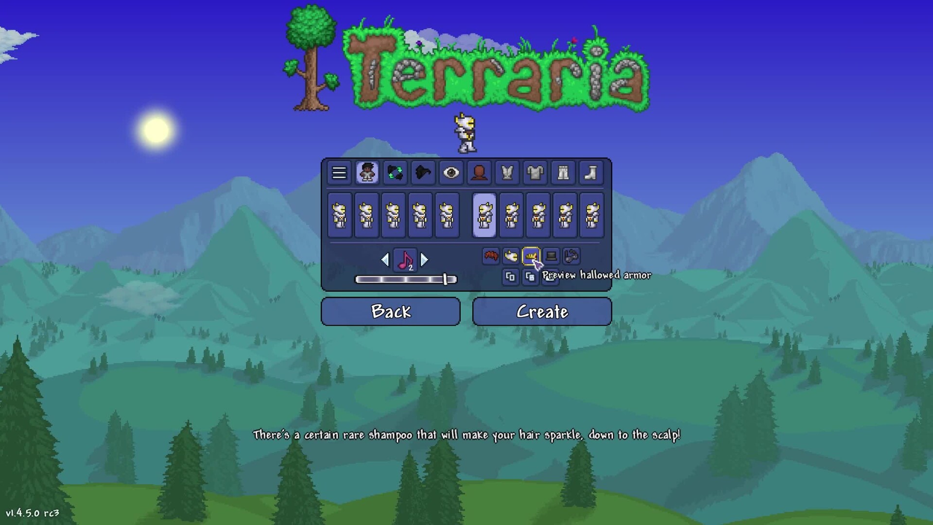 Official Terraria character equipment menu showing armor choices before preparing for early bosses