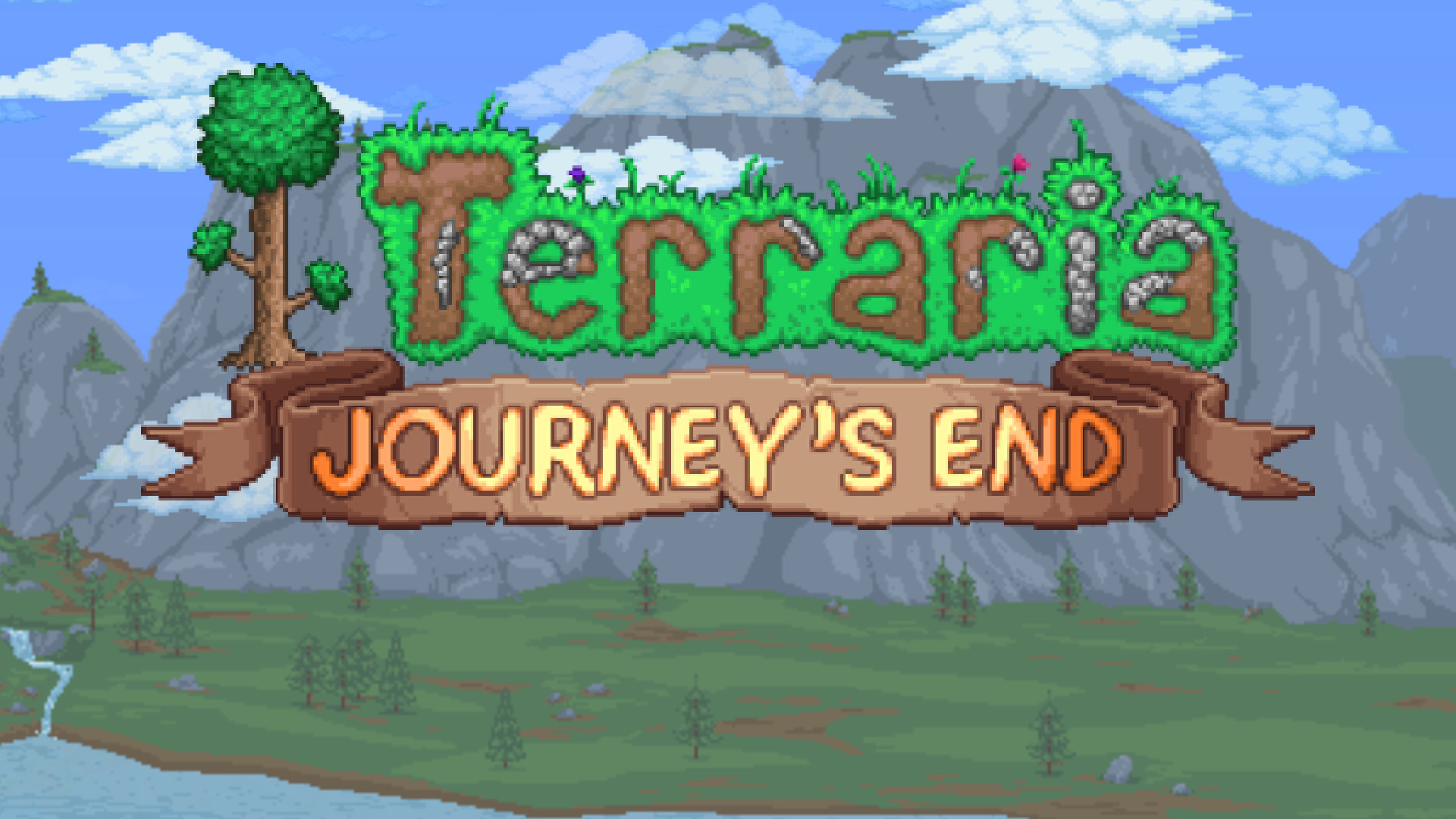 Official Terraria Journey’s End key art reminding players to verify version content before following a progression route