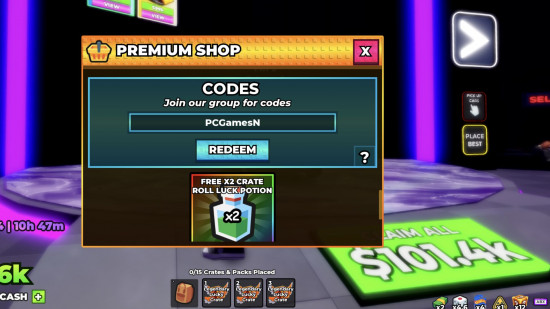 Redeeming Dream Car Collection codes on Roblox.
