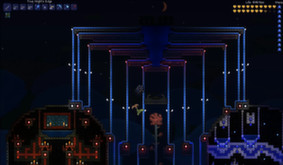 Official Terraria platform arena showing layered movement space for dodging early boss attacks