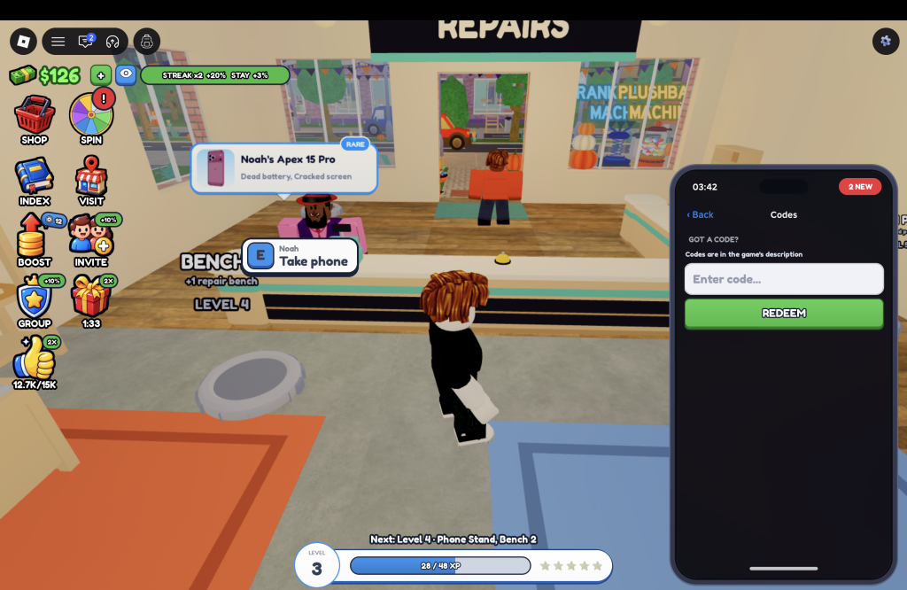 Roblox Fix My Phone Codes Redemption Menu